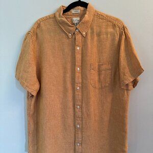 J Crew Irish Linen Short Sleeve Button Down Shirt